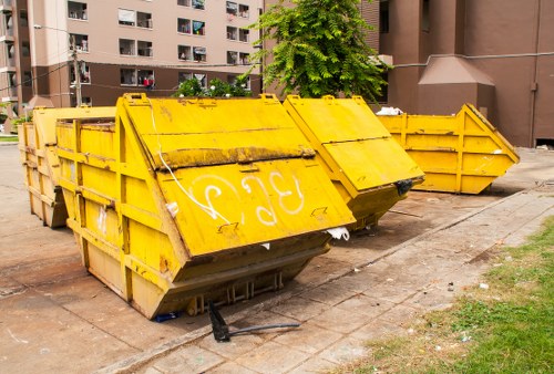 Builders skip placed on a construction site in Regents Park